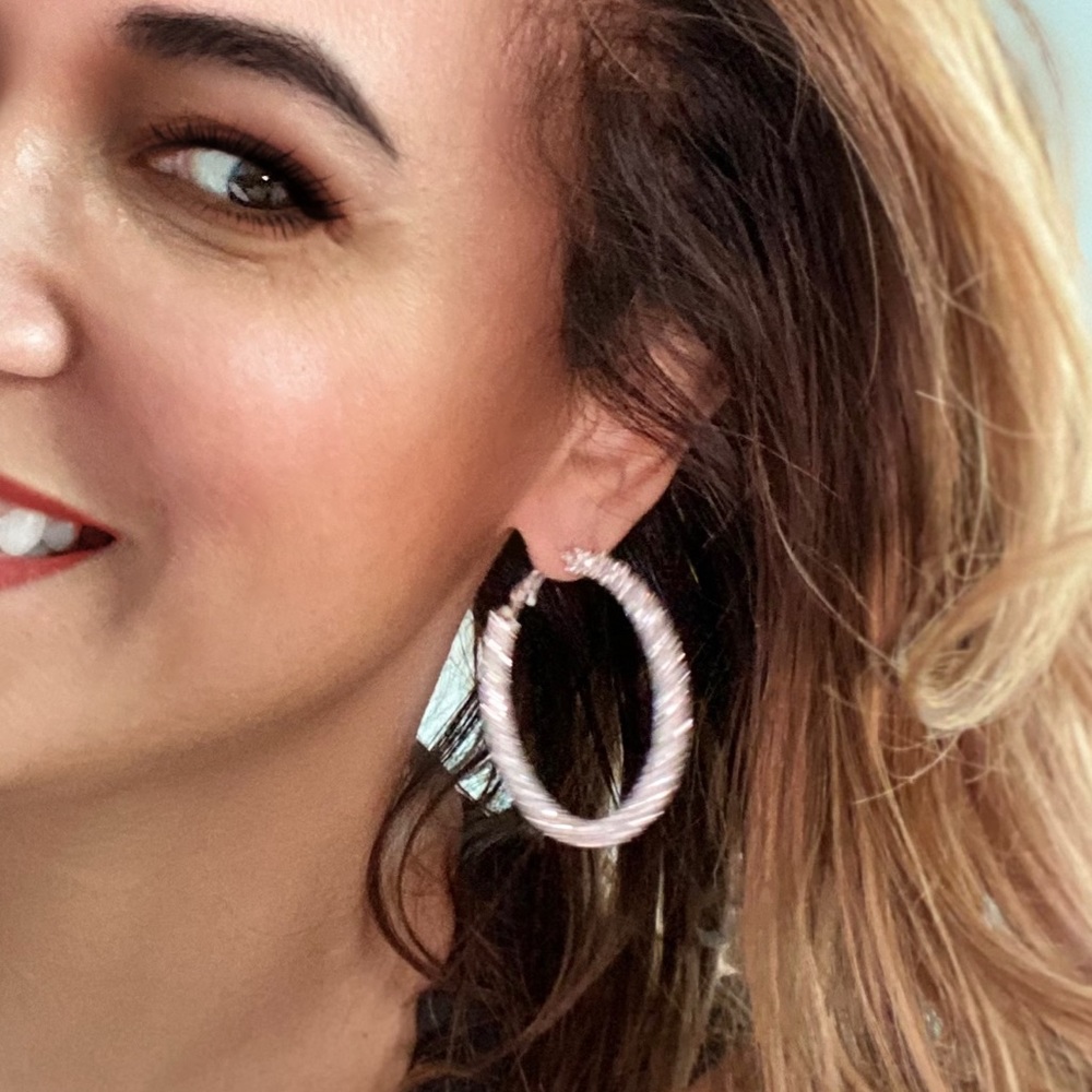 RHINESTONE HOOP EARRINGS - Picture 1 of 2